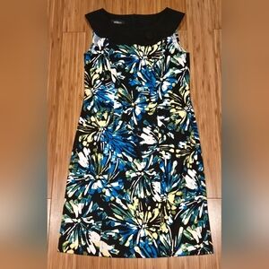 NWOT AGB Floral Sleeveless Dress - Black, Blue, Yellow
